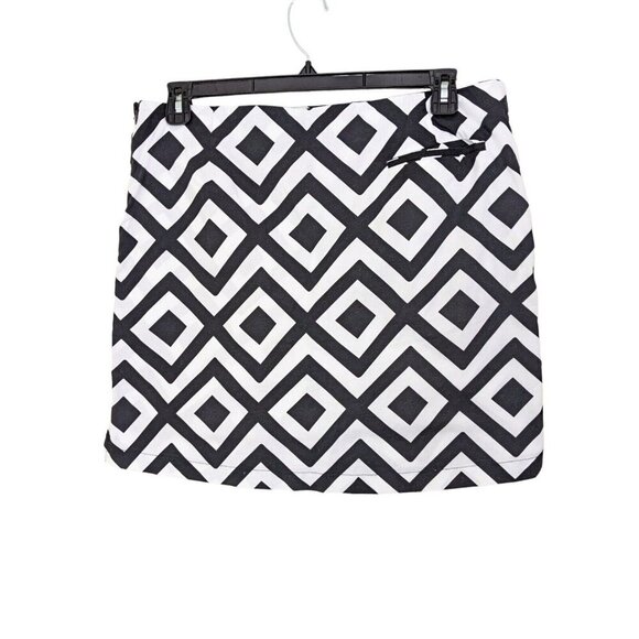 Golftini Womens 16L Skort Golf Skirt Athletic Black White Diamond Cotton Stretch - Picture 2 of 5